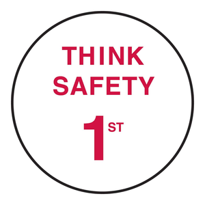 Étiquettes de casque de sécurité durables Brady THINK SAFETY 1st, gaufrées, pour les sites industriels et de construction - Product Image 1