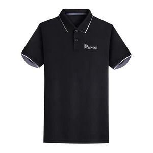 เสื้อโปโลผู้ชายสีดำ Relevo Industry แบบถัก แห้งเร็ว สไตล์ลำลอง มีโลโก้ด้านหน้า - Product Image 1