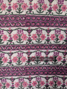 Tela de algodón india hecha a mano con estampado floral, tela étnica con estampado Sanganeri para prendas y vestidos de mujer. - Product Image 2