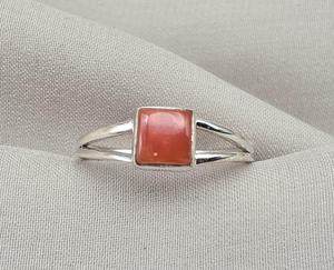 แหวนปะการังธรรมชาติ เงินแท้ 925 ประดับพลอยปะการังทรงเหลี่ยม งานแฮนด์เมด - Product Image 5