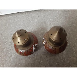 Antique Brass Spice Shakers Set <b>Red</b> Enamel Decorative Design Durable Herb Tools Stainless Steel Eco-Friendly Leak Proof - Product Image 3