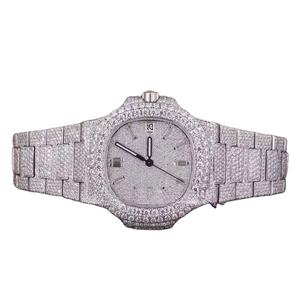 Reloj de Cuarzo Digital Clásico de Lujo con Diamante de Laboratorio Moissanite VVS de Alta Calidad, Cristal de Zafiro, Correa de Acero Inoxidable, Unisex - Product Image 6