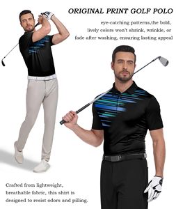 Men's Black Striped Golf <b>Polo</b> T Shirt Custom OEM Men Brand Quality Polyester New Sublimation Pattern Print Dry Fit UPF 50+ <b>Sport</b> - Product Image 3