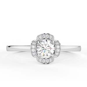 Anillo de compromiso de oro rosa con diamante cultivado en laboratorio de corte redondo, estilo lindo, regalo de cumpleaños para mujer - Product Image 4