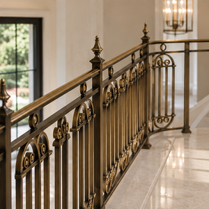 Barandilla de Bronce con Adornos Circulares para Hoteles de Lujo, Villas e Interiores Clásicos de Escaleras - Product Image 4