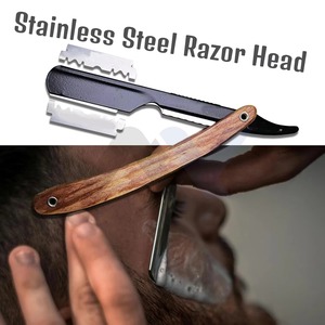 Navaja de Afeitar Profesional con Bloqueo Deslizante, Mango de Madera, Acero Inoxidable, Herramienta Manual para Afeitar la Cara, Uso en Salón y Hogar - Product Image 3