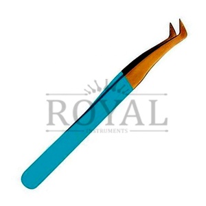 Pince à épiler royale nouvelle couleur bleue, volume 3D, plaquée or, en acier inoxydable, pour extensions de cils, anti-magnétique et prise parfaite - Product Image 2