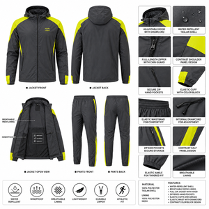 Custom Printed Logo Panel Hooded Solid Raglan Windbreaker Set Windproof Nylon Fabric Raglan Sleeve Panel Design Wholesale OEM - Product Image 4
