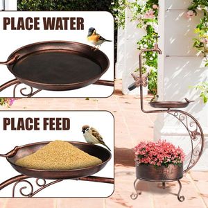 Baño para Pájaros de Jardín de Metal Vintage de 36 Pulgadas con Lámpara Solar, Jardinera con Pedestal, Comedero para Pájaros con Luces Solares para Jardín - Product Image 6