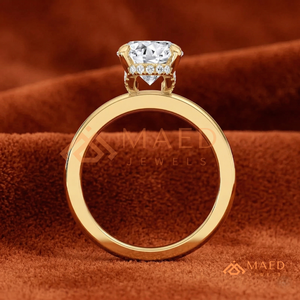 Anillo Solitario Clásico con Diamante de Laboratorio de Corte Ovalado, Anillo de Aniversario Chapado en Oro Amarillo de 14K en Oro Amarillo de 18K - Product Image 3