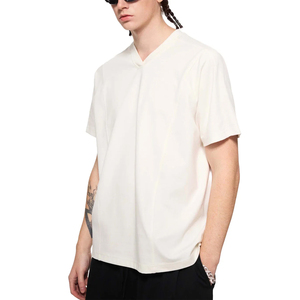 เสื้อยืดคอกว้างทรงโอเวอร์ไซส์ แขนสั้น ผ้าถัก สีพื้น สำหรับผู้ชาย ดีไซน์เรียบง่าย - Product Image 5