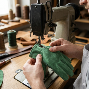 Green Leather Work <b>Gloves</b> Durable Anti-Slip Straight Cuff General Purpose Safety <b>Gloves</b> - Product Image 5