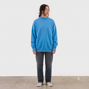 Women's Custom Oversized Mock Neck Sweatshirt Soft 100% Cotton Fleece <b>Flower</b> <b>Applique</b> Embroidery Pullover MockNeck Sweatshirt - Product Image 1