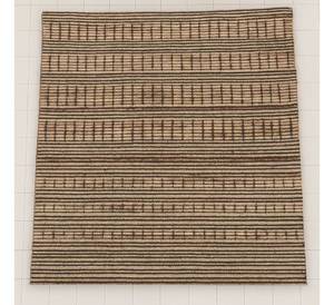 Alfombra de Lana Anudada a Mano de Color Marrón Rústico, Alfombra Tribal a Rayas en Tonos Tierra, Diseño Tribal Moderno - Product Image 1