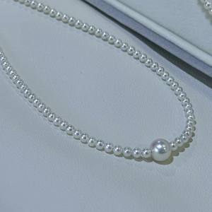 Collar de Perlas de Agua Dulce Naturales de Zhuji de 3-4 mm, Doble Capa, Luz Intensa, Cuentas Pequeñas Transparentes con Microdefectos, Plata - Product Image 4