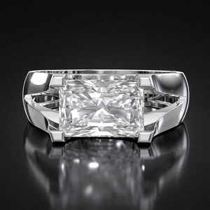 Anillo de Boda Vintage para Mujer con Diamante Cultivado en Laboratorio de Corte Radiante de 3.00 Quilates |   Oro Blanco de 14K |   Regalo de Aniversario de Compromiso IGI - Product Image 3