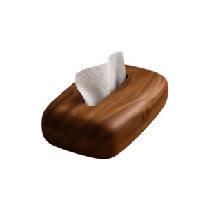 Cubierta de madera de nogal curvada para dispensador de pañuelos faciales |   Moderno Porta Servilletas de Madera, Decoración para Sala de Estar - Product Image 6