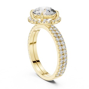 Anillo de Compromiso Romántico de Diamante Cultivado en Laboratorio con Certificación IGI de Oro de 18k, Corte Brillante de 2.00 Quilates, Banda con Micro Pavé en el Centro - Product Image 1