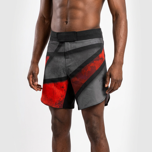 Shorts MMA pour hommes, impression par sublimation, rouge, noir, gris, coupe athlétique, tissu respirant, spandex, polyester, vêtements de sport - Product Image 5