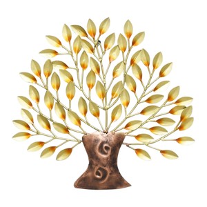 Modern Gold Metal <b>Leaf</b> Wall <b>Art</b> Decor with 3D Butterfly Luxury Iron Floral Wall Hanging Sculptures for Living Room Hotel Home - Product Image 6