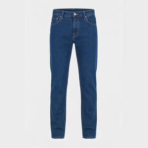 Jean en denim coupe droite délavé foncé pour homme, taille mi-haute, coupe classique, en coton, style décontracté, pantalon d'automne - Product Image 1