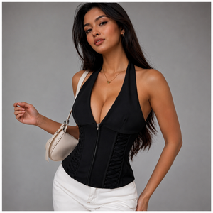 Conjunto de Vestido Corsé de Satén Transpirable con Foto Personalizada 'Love Mom' en Tallas Grandes |   Top Corsé de Encaje Personalizado para el Día de la Madre, Minifalda Rosa - Product Image 1