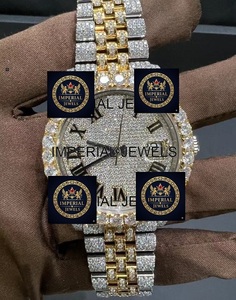 Montre mécanique Imperial Jewels en moissanite et acier inoxydable, cadran en verre, bracelet en acier inoxydable, résistance à l'eau 10 bars, unisexe - Product Image 1