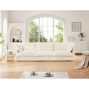 Divano Moderno a 3 Posti con Rivestimento, Braccioli Comodi e Molteplici Cuscini Morbidi, Seduta Profonda e Flessibile per Soggiorno - Product Image 1
