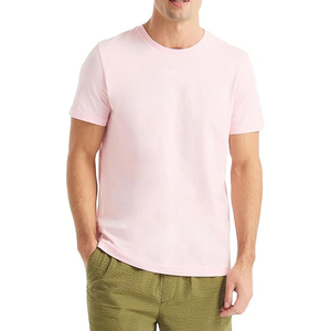 Casual <b>Tee</b> <b>Baby</b> Pink Plain Crew Neck Short Sleeve Premium Cotton Wholesale Slim Fit Summer - Product Image 1