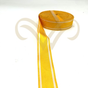Ruban de Médaille en Soie Moiré Jaune de Haute Qualité avec Marquage d'Eau, Fabricant de Rubans de Récompense pour Uniformes de Service - Product Image 3
