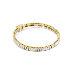 Pulsera de cadena tipo tenis de plata de ley 925 chapada en oro vintage, con moissanita de corte baguette y engaste de bisel, estilo hip-hop, para mujer - Product Image 2