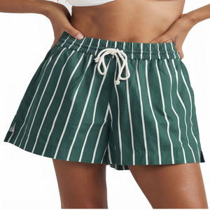 Shorts en coton rayés rouges pour femmes, taille mi-haute élastique avec cordon de serrage, décontractés, respirants, coupe régulière, style jupe courte - Product Image 6