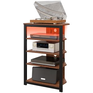 Supporto TV da salotto marrone con luci a LED AV Media Stand scaffali e cornice in acciaio angolo torre Audio - Product Image 1