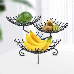 Cesta de frutas redonda de dos niveles, de hierro dorado pulido, para exhibir frutas en la cocina, decoración del hogar y comedor, fabricada por OEM. - Product Image 3