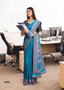 Sari en soie crêpe 6.30 Cut Saree - Product Image 6