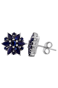 Pendientes de Zafiro Azul en Plata de Ley 92.5 KLST-30315 - Product Image 3