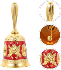 Cloche à main de style antique rouge dorée, durable, antirouille, décorative pour la maison, les événements et les objets de collection - Product Image 3