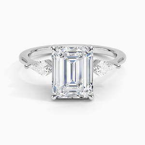 BOJ Ring 0116 Emerald Cut 925 Silver Luxe Cometa Three <b>Stone</b> Solitaire Diamond Ring 2ct D Color VVS1 Moissanite GRA Certified - Product Image 1
