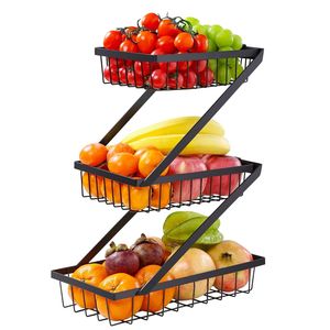 Corbeille à fruits moderne en métal, design ouvert, bol de rangement pour une circulation d'air optimale, fraîcheur des fruits et légumes - Product Image 1