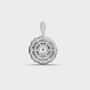 Pendentif vintage rond en diamant de laboratoire avec accents baguette en or blanc/rose/jaune 14 carats certifié IGI - Product Image 4