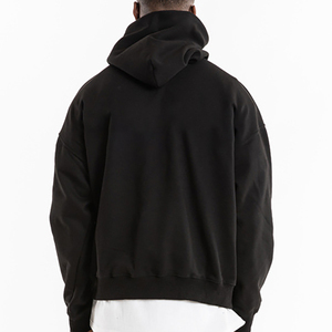 Sweat à capuche épais en molleton 100 % coton de qualité supérieure pour homme, coupe oversize, avec logo personnalisé, style streetwear, pull uni pour homme - Product Image 4