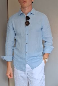 Chemise de Luxe Confortable pour Homme, Chemise en Lin à Boutons, Manches Courtes, Légère et Aérée, Vente en Gros - Product Image 3