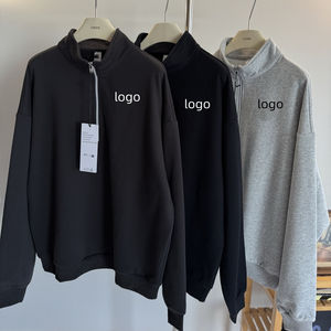 Sudadera con capucha popular de media cremallera, de algodón, unisex, gruesa, cómoda y elegante, conjunto de 2 piezas para mujer y hombre - Product Image 2