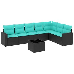 Ensemble de canapés de patio en polyrotin noir, 8 pièces, avec coussins, ensembles de jardin - Product Image 2