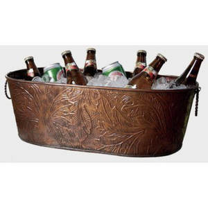 Copper Ice Bucket Round Metal Vintage Style Rust Resistant Party Cooler Beverage Holder <b>Bar</b> Ware Wine Cooler - Product Image 4