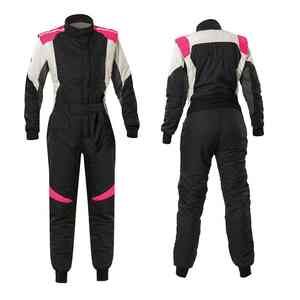 ชุดแข่งรถสีชมพูสำหรับผู้หญิง ระบายอากาศได้ดี ชุดโกคาร์ทแบบเต็มตัว ชุดมืออาชีพสำหรับผู้หญิงในกีฬาแข่งรถ ชุดขับรถบนสนามแข่ง - Product Image 1