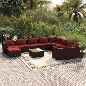Conjunto Modular Grande de Muebles de Jardín de Ratán PE Marrón, Muebles Modulares de Exterior de Primera Calidad - Product Image 1