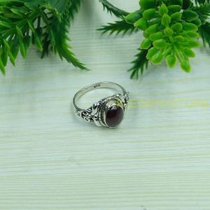 Natural Red <b>Garnet</b> Cabochon <b>Ring</b> 925 Sterling <b>Silver</b> Handmade Vintage Boho Statement <b>Ring</b> Women Jewelry for Christmas gift her - Product Image 4