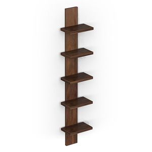 Wood <b>Wall</b> Mounted <b>Floating</b> <b>Shelf</b> 5 Tier Vertical Display Rack Modern Multifunction Decorative Storage Organizer Living Room - Product Image 6