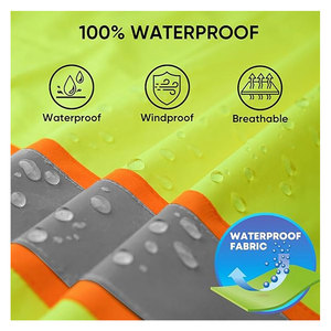 เสื้อกันฝน เสื้อแจ็คเก็ตนิรภัย เสื้อกันน้ำแบบสะท้อนแสง ระดับ Class III เสื้อคลุมกันฝนแบบมองเห็นได้ชัดเจน ชุดทำงานสะท้อนแสง ชุดป้องกันสำหรับกิจกรรมกลางแจ้ง - Product Image 5